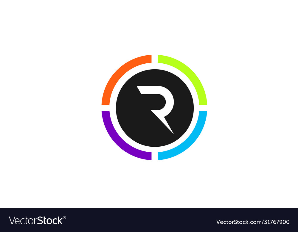 R colored alphabet letter logo icon design Vector Image