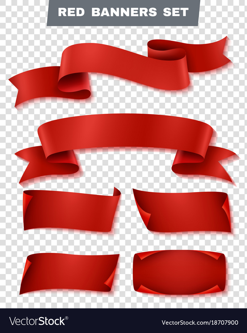 Red paper banner transparent icon set Royalty Free Vector