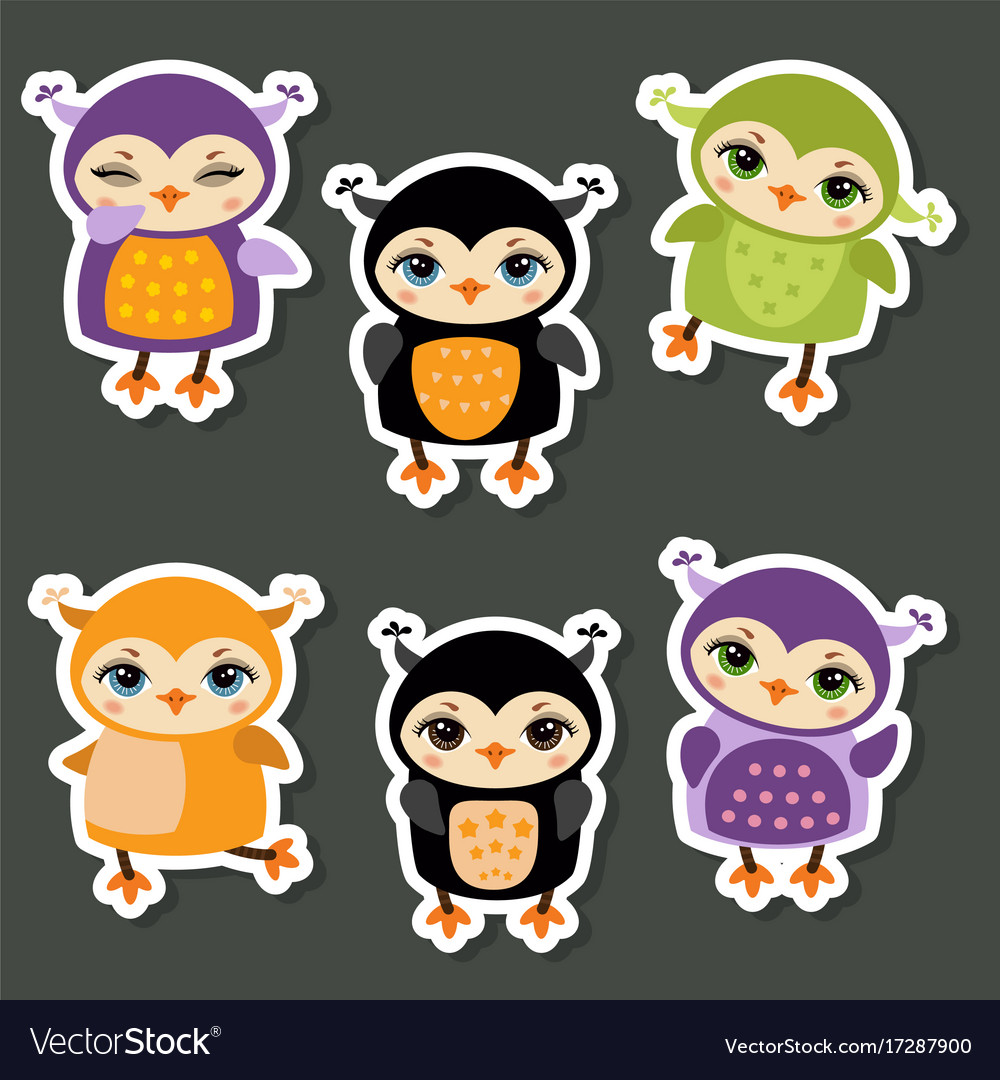 Set of cute owls Royalty Free Vector Image - VectorStock