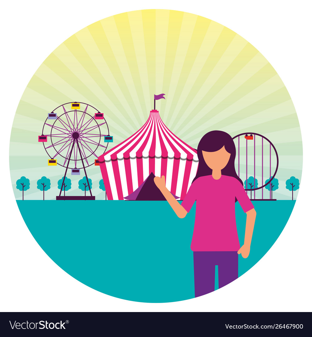 Woman festival fun fair event amusement park vector image Woman festival fun fair event amusement park