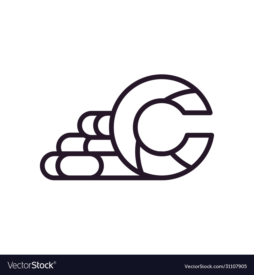 Abstract c shape line style icon design