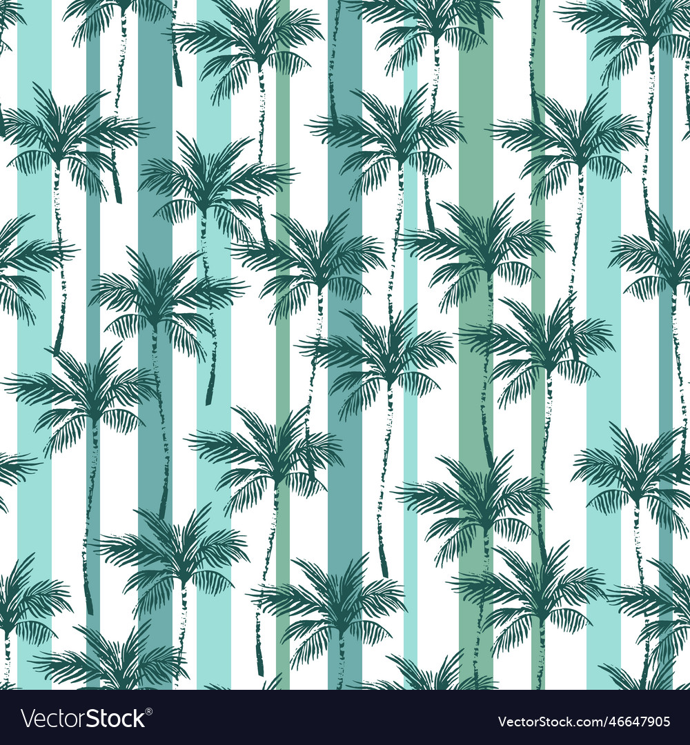 Abstract coconut palm trees on striped background Vector Image