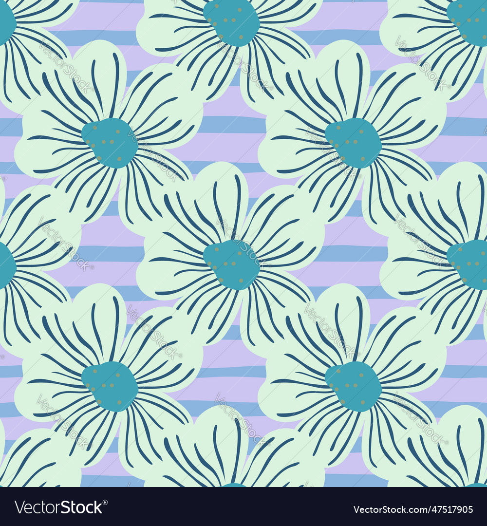 Big bud chamomile flower seamless pattern in Vector Image