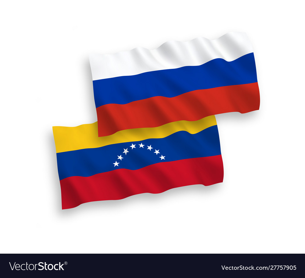 Flags venezuela and russia on a white Royalty Free Vector