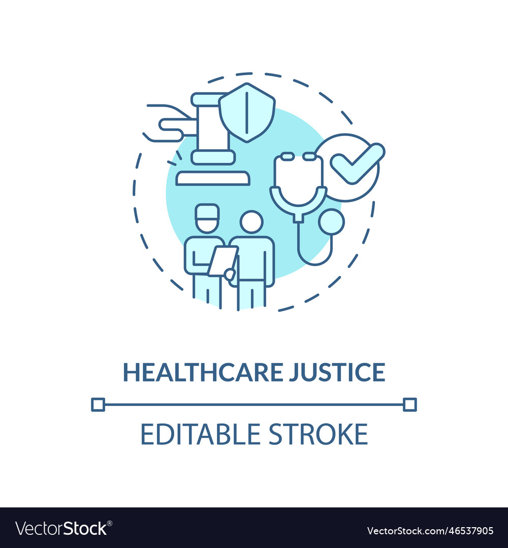 Healthcare justice blue concept icon Royalty Free Vector