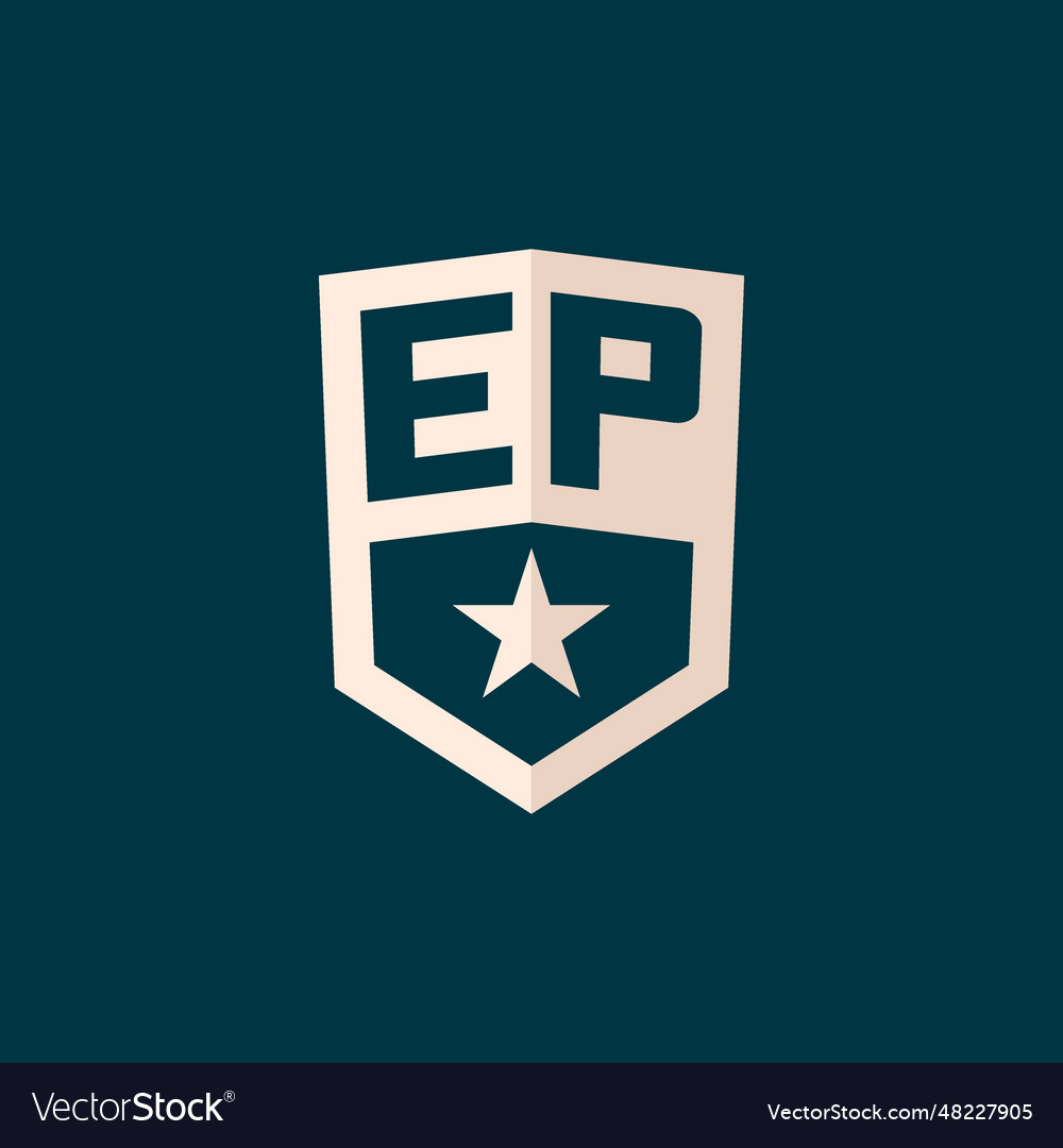 Initial ep logo star shield symbol with simple Vector Image