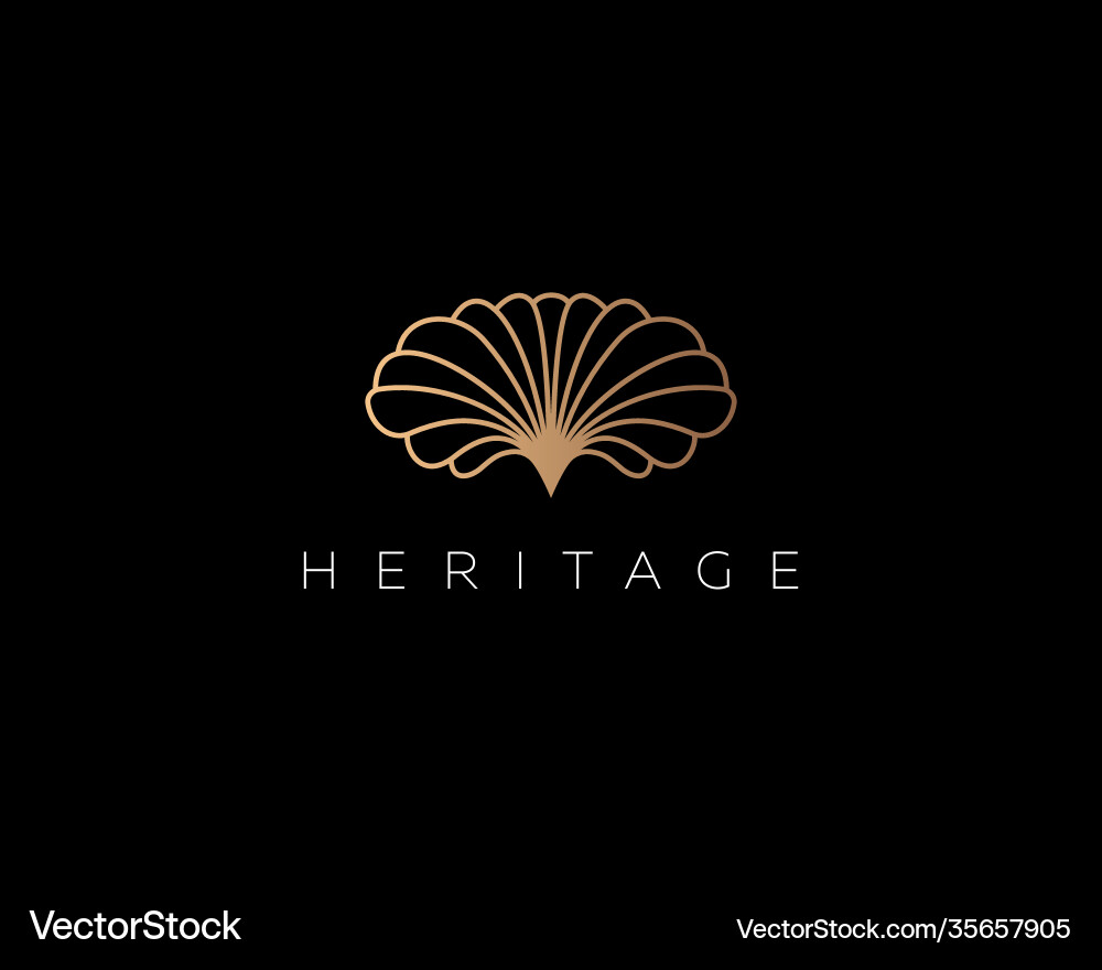 Linear gold gradient flower shell logo design Vector Image