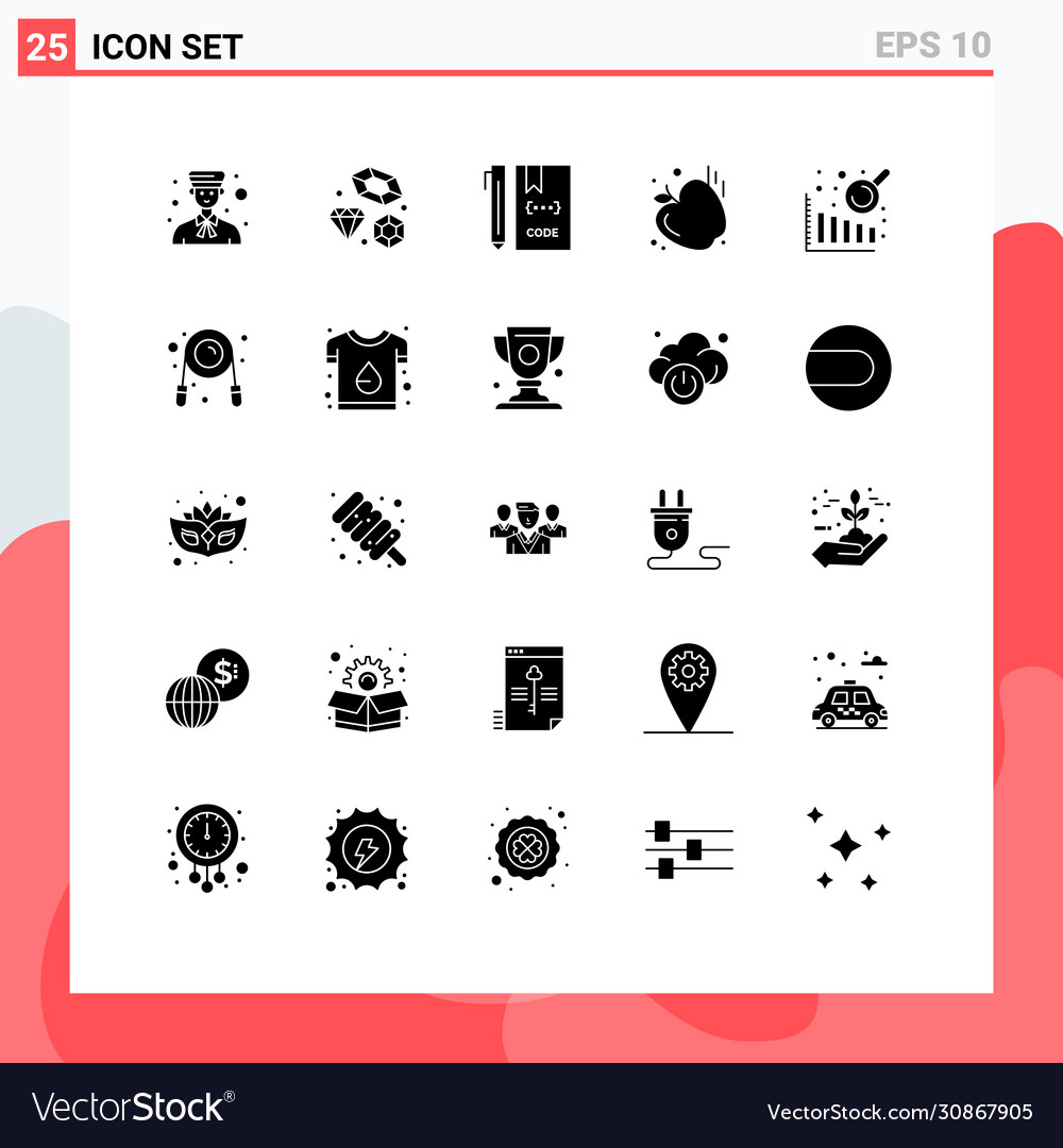 Mobile interface solid glyph set 25 pictograms