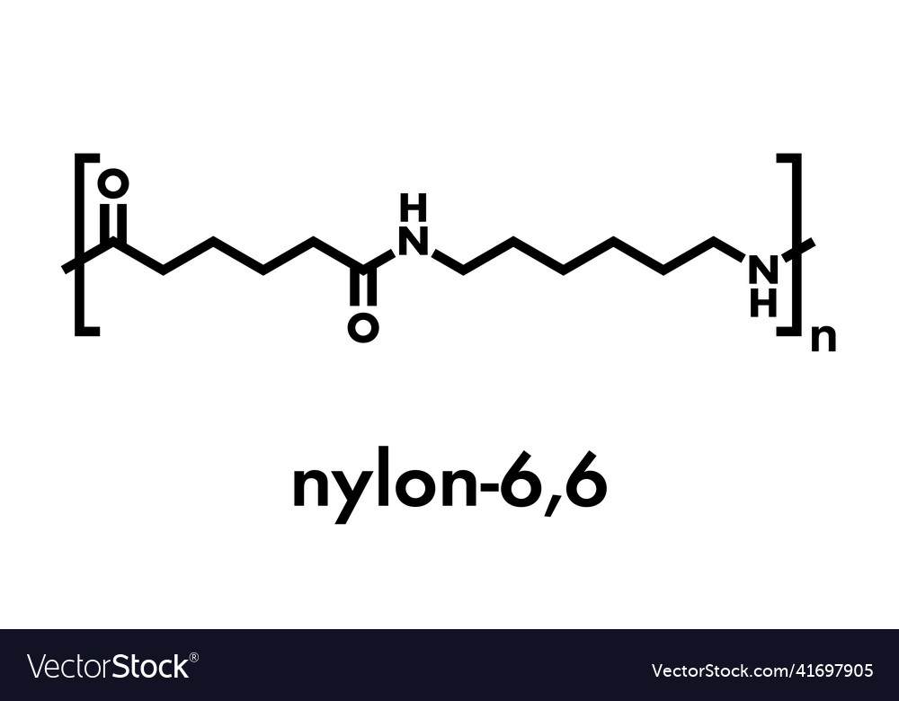 Nylon nylon-66 plastic polymer chemical structure Vector Image