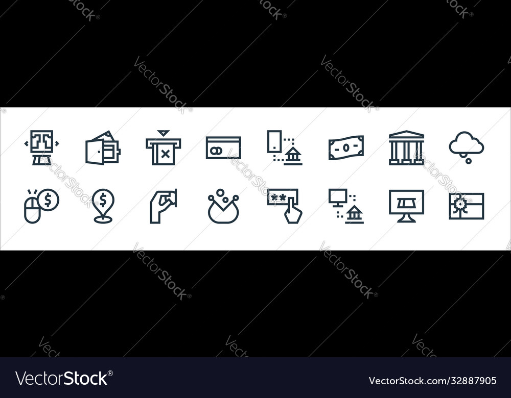 Payment line icons linear set quality vector image Payment line icons linear set quality