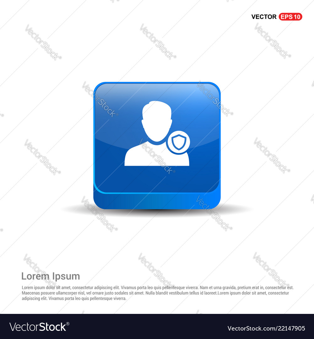Protected user icon - 3d blue button vector image Protected user icon - 3d blue button