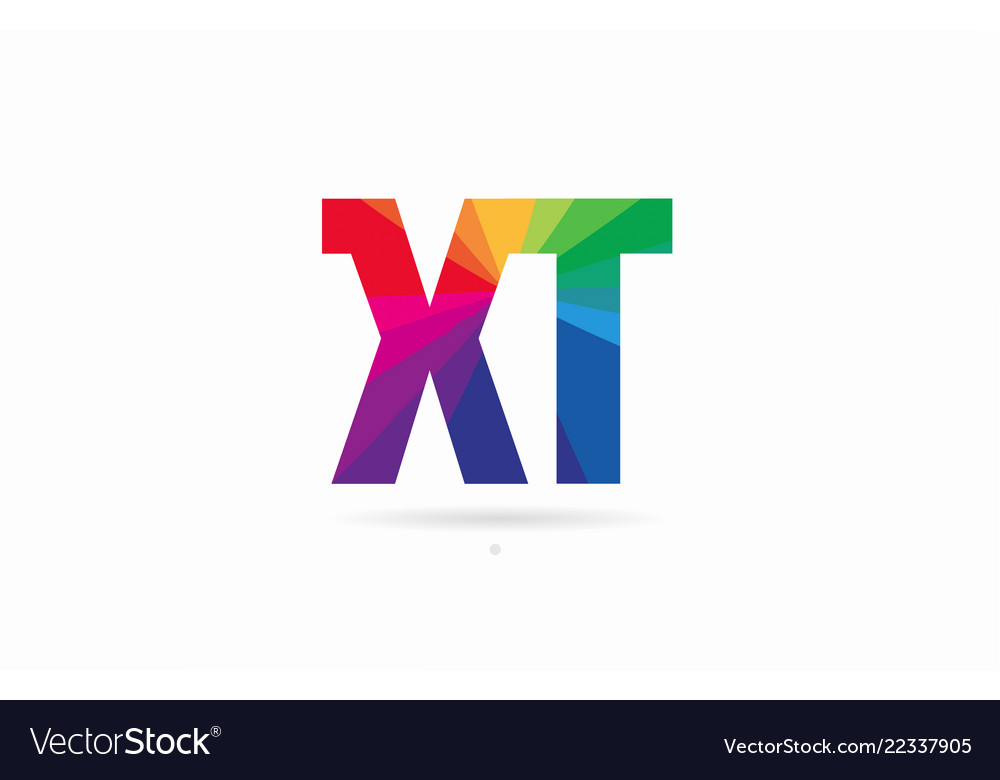 Rainbow colored alphabet combination letter xt x