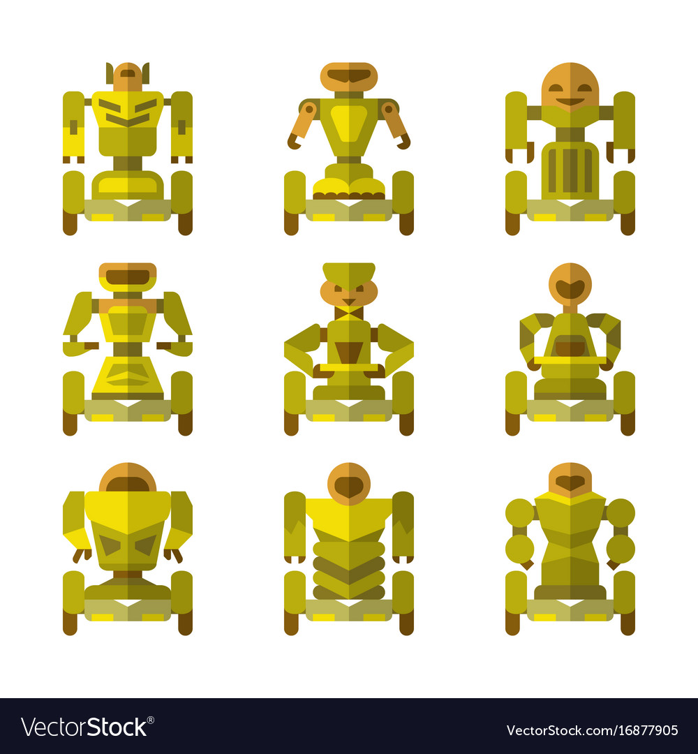 Robots on wheels icons collection