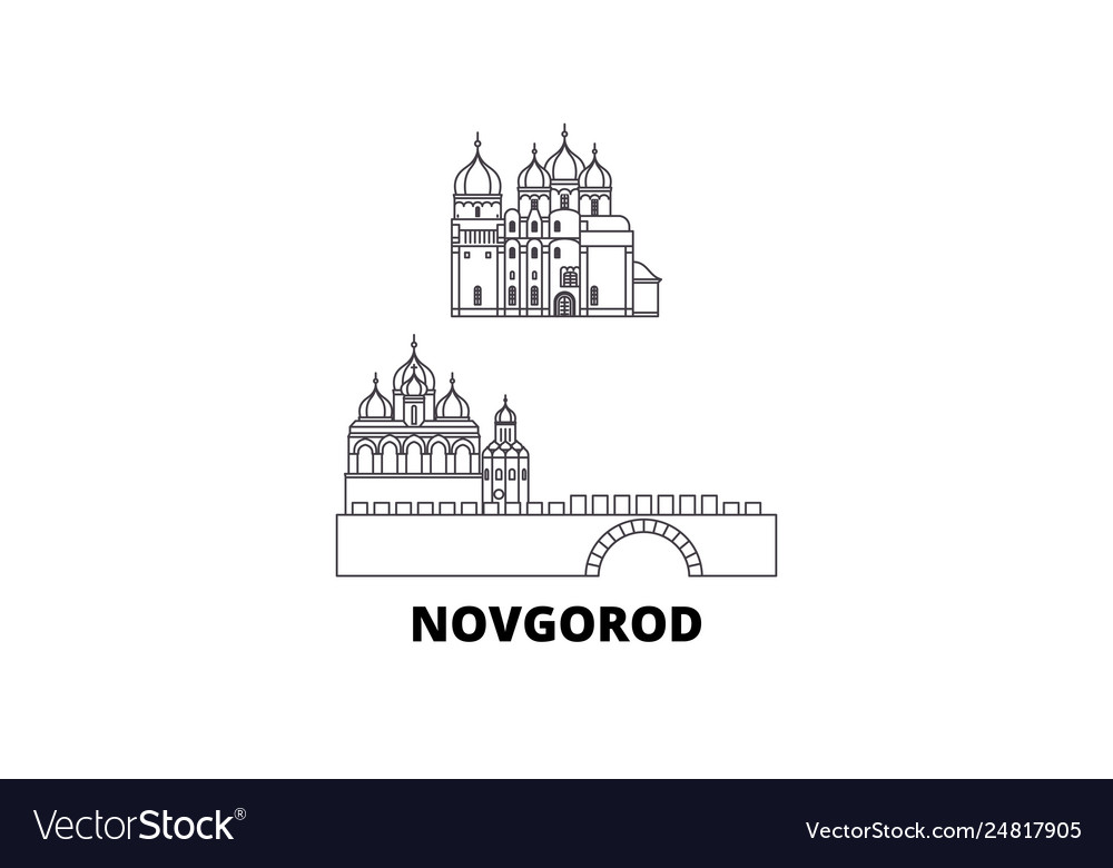 Russland novgorod line travel skyline set