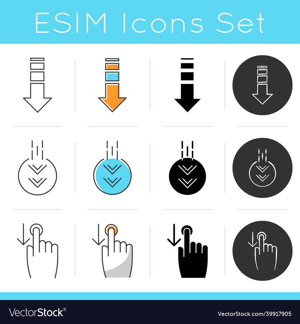 Scrolldown icons set swipe down indicators