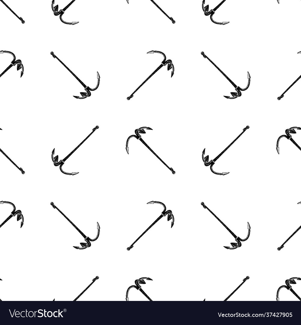 Seamless pattern drawn old ship anchors