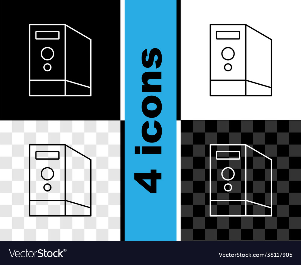 Set line case computer icon isolated on black vector image Set line case computer icon isolated on black