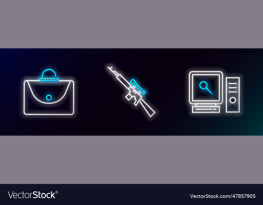 Set line search on computer screen briefcase vector image Set line search on computer screen briefcase