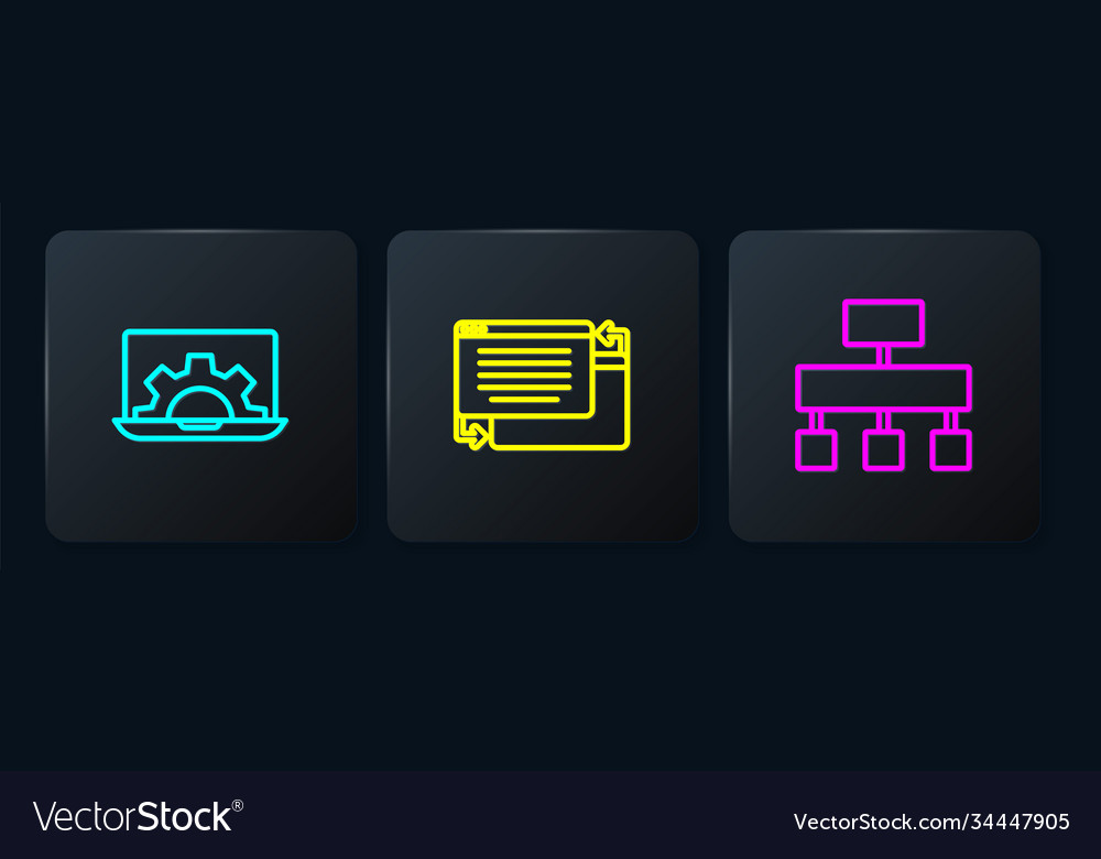 Set line web development site map and ui or ux vector image Set line web development site map and ui or ux