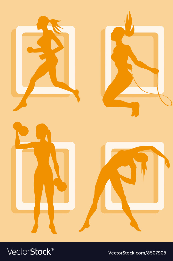 Silhouette of a lady working out