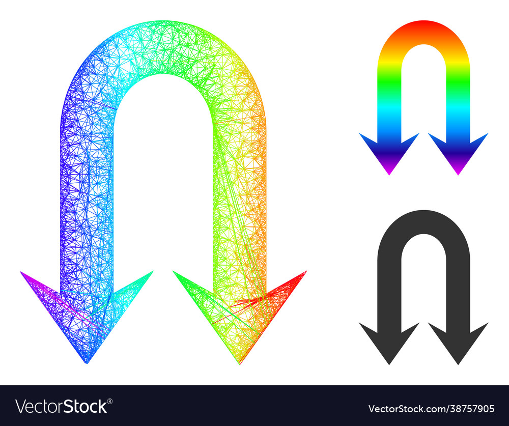 Spectrum linear gradient double back arrow icon vector image Spectrum linear gradient double back arrow icon