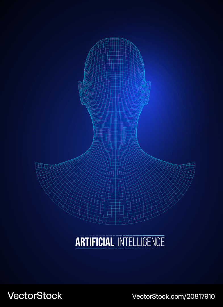 3d head wireframe drawing Royalty Free Vector Image