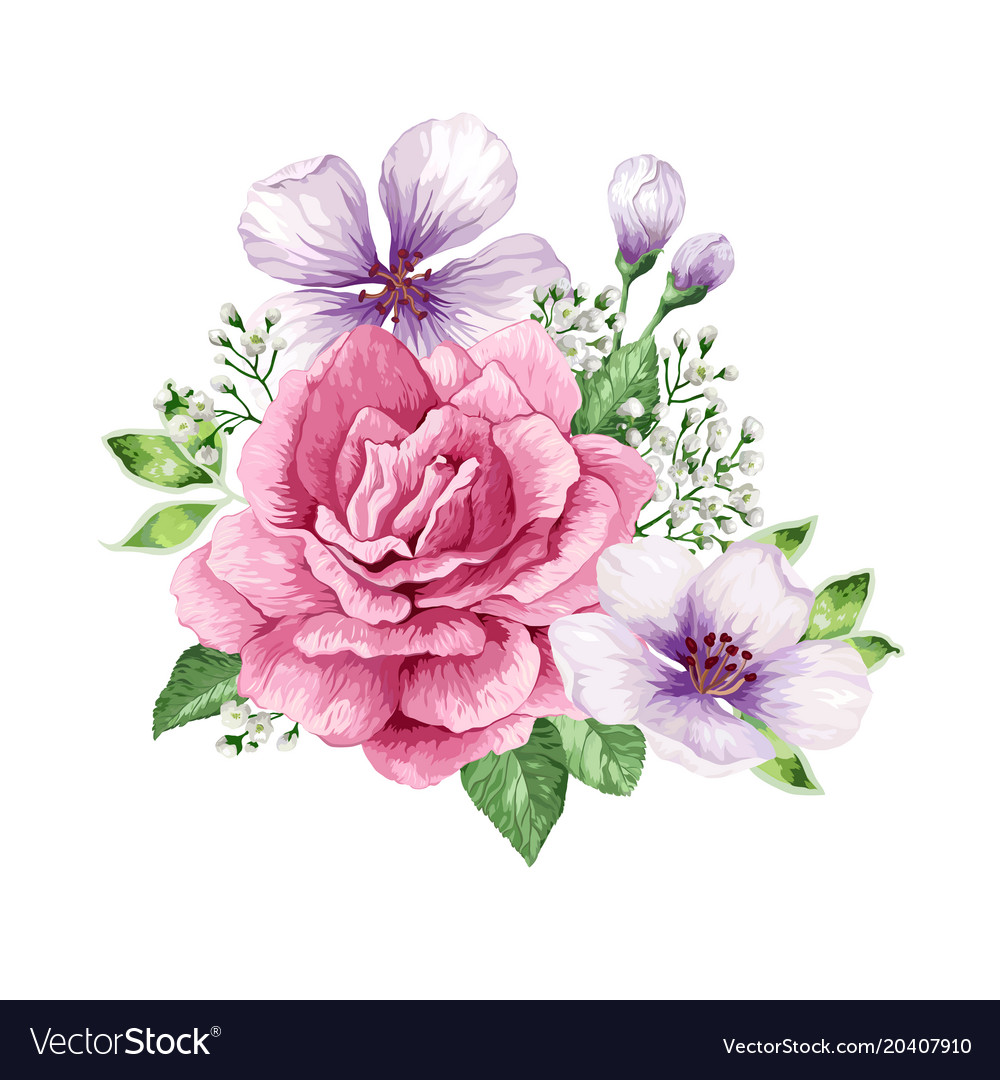 Download Bouquet of flowers rose apple tree flower Vector Image