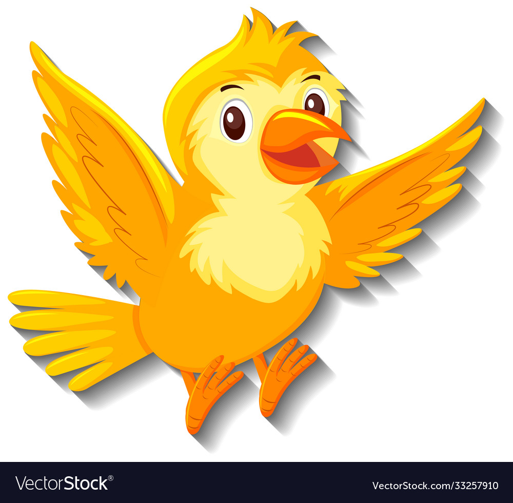 Cute yellow bird cartoon character Royalty Free Vector Image