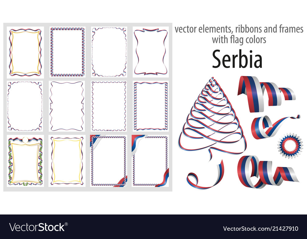 Elements ribbons and frames with flag colors