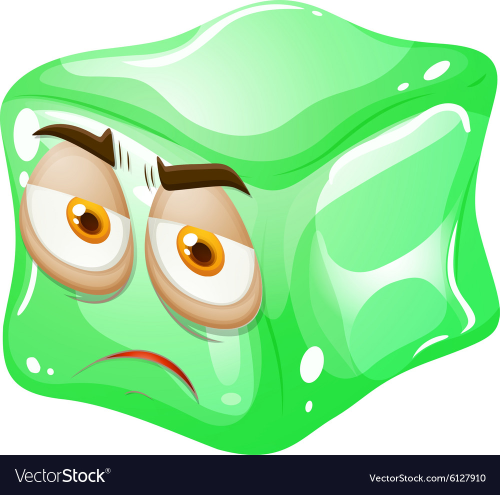 Green cube with face Royalty Free Vector Image