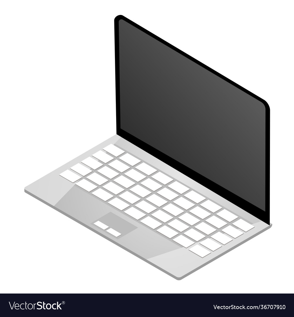 Isometric laptop element in black and grey color