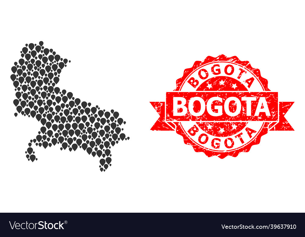 Rubber bogota stamp and pointer mosaic map