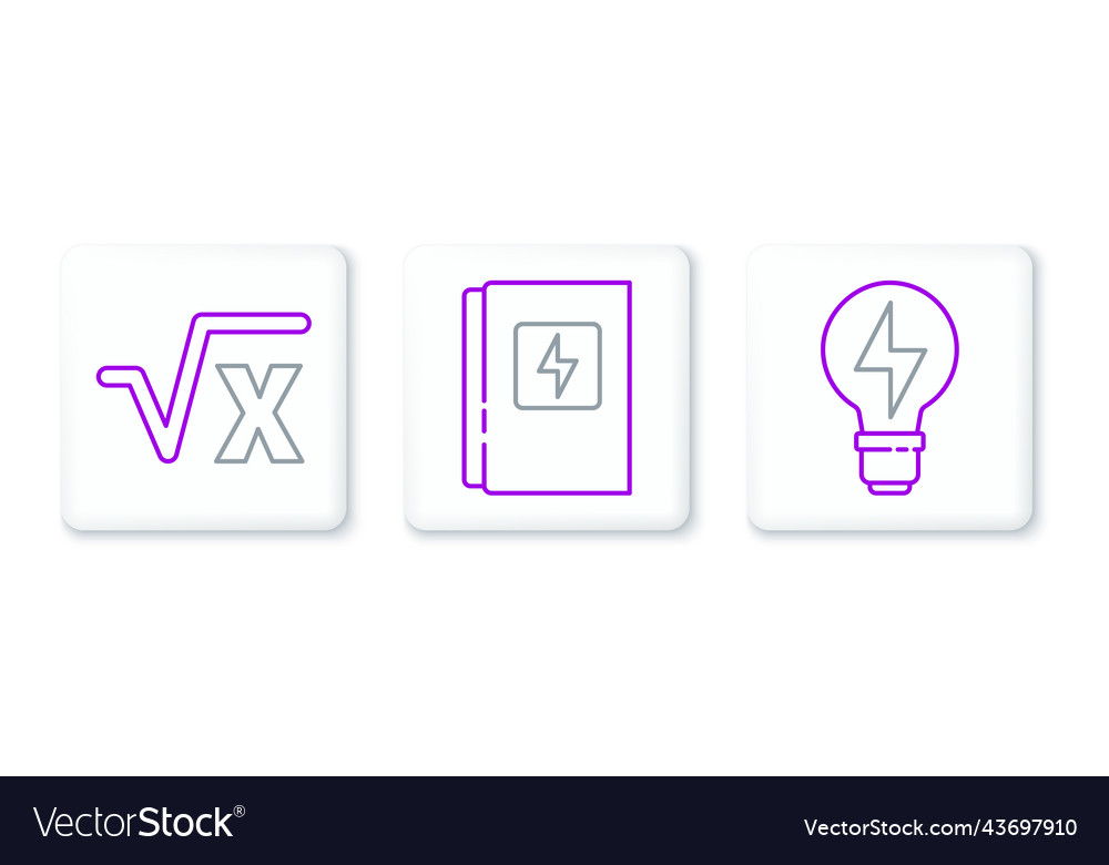 Set line light bulb with lightning square root Vector Image Set line light bulb with lightning square root