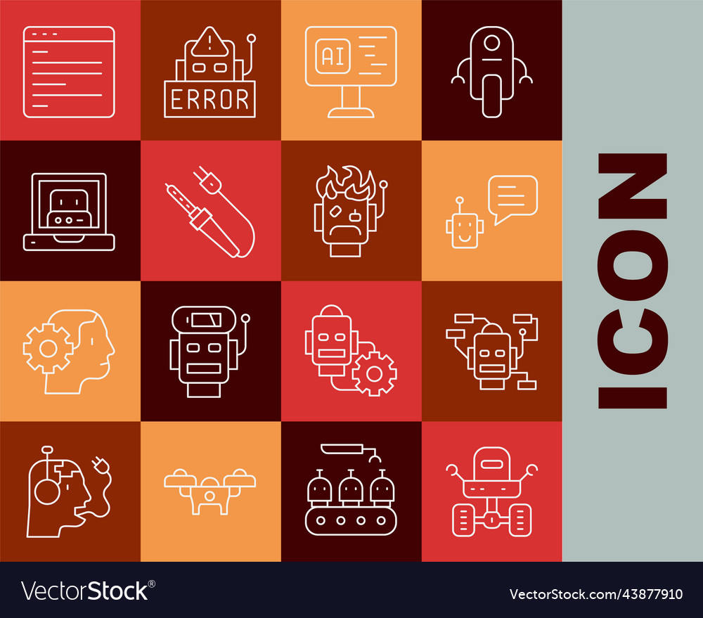 Set line mars rover robot bot software vector image Set line mars rover robot bot software