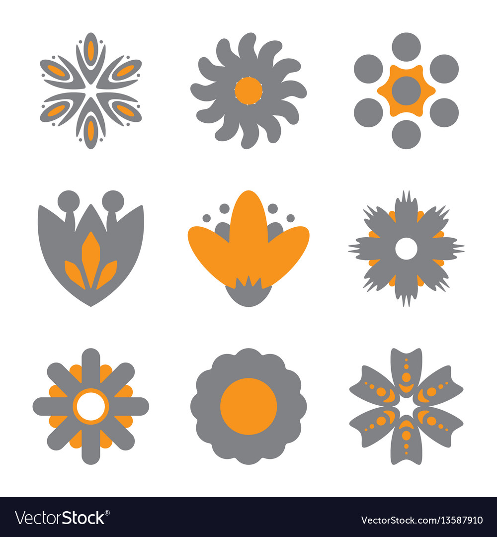 Simple flower icons of different shapes