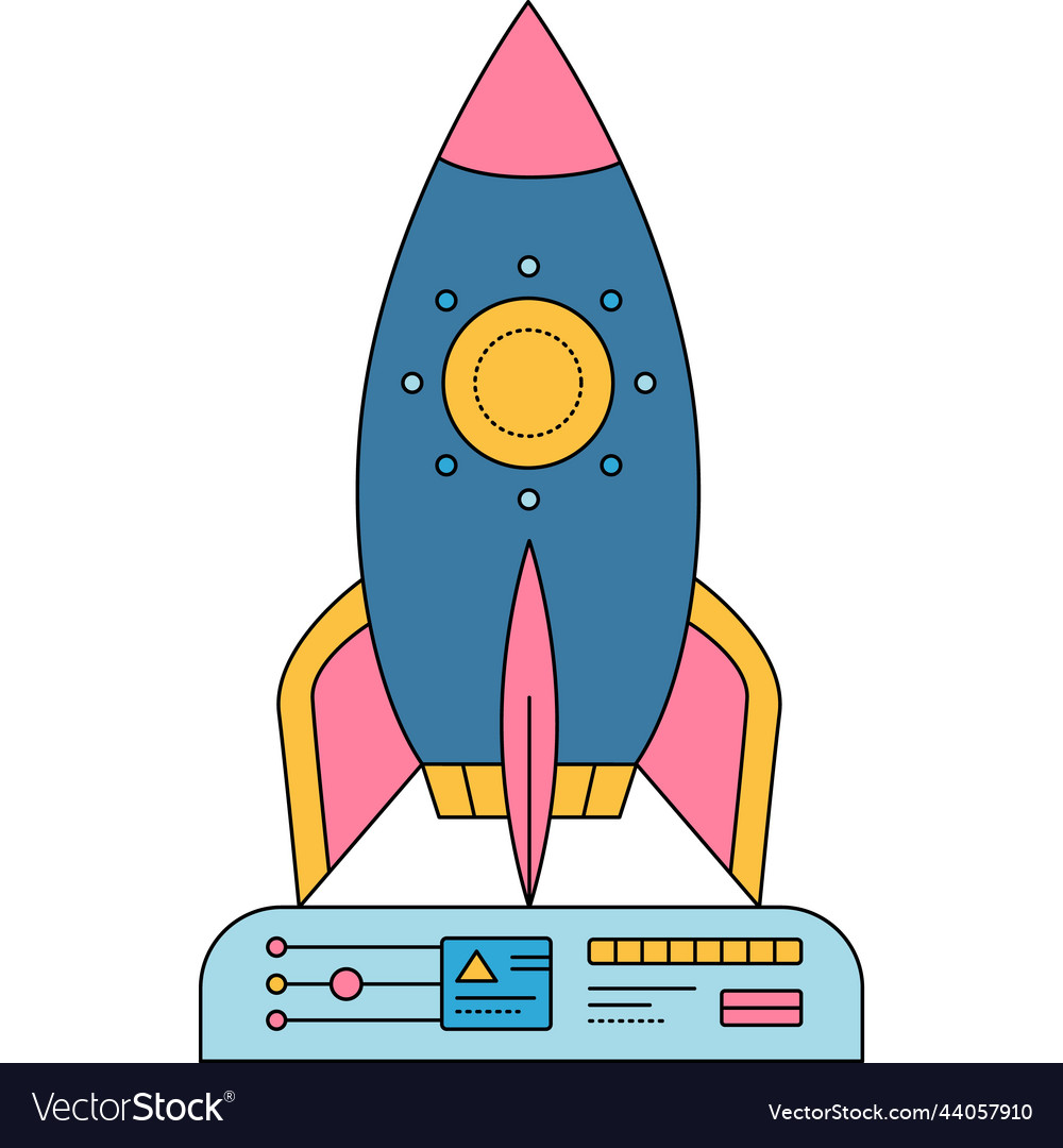 Startup rocket ship launch icon design