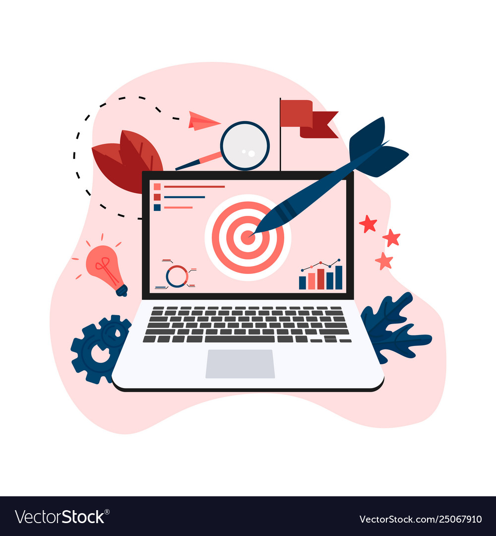 Target with an arrow on monitor vector image Target with an arrow on monitor