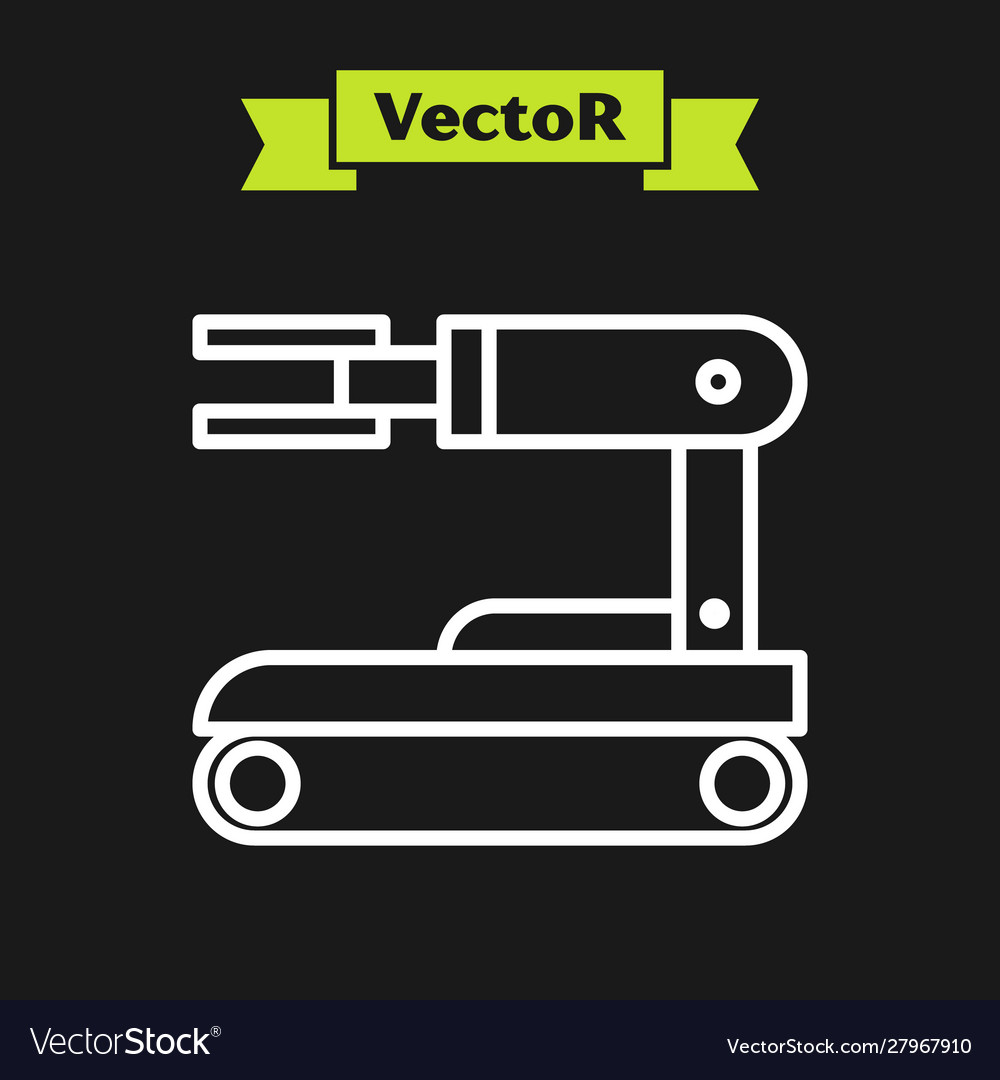 White line robot icon isolated on black background vector image White line robot icon isolated on black background