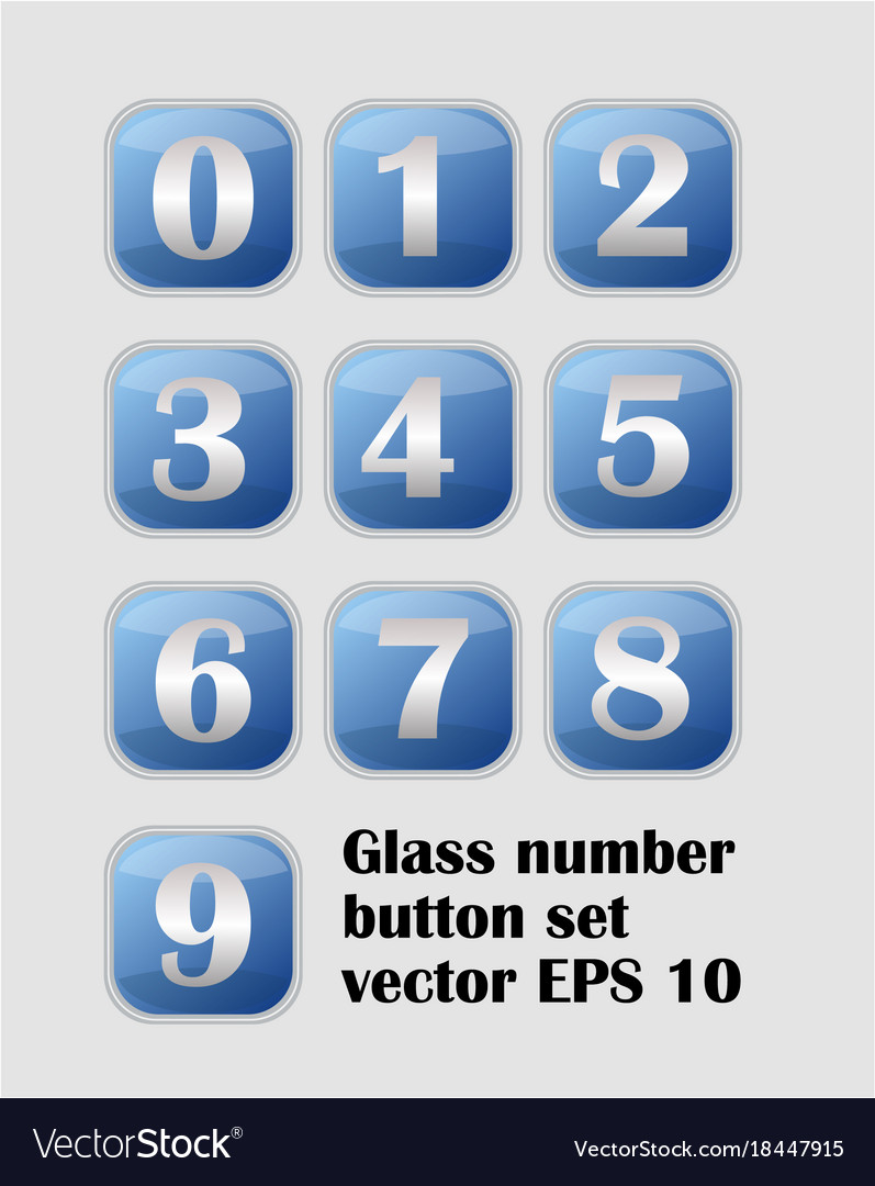 Artistic number set blue buttons with metallic