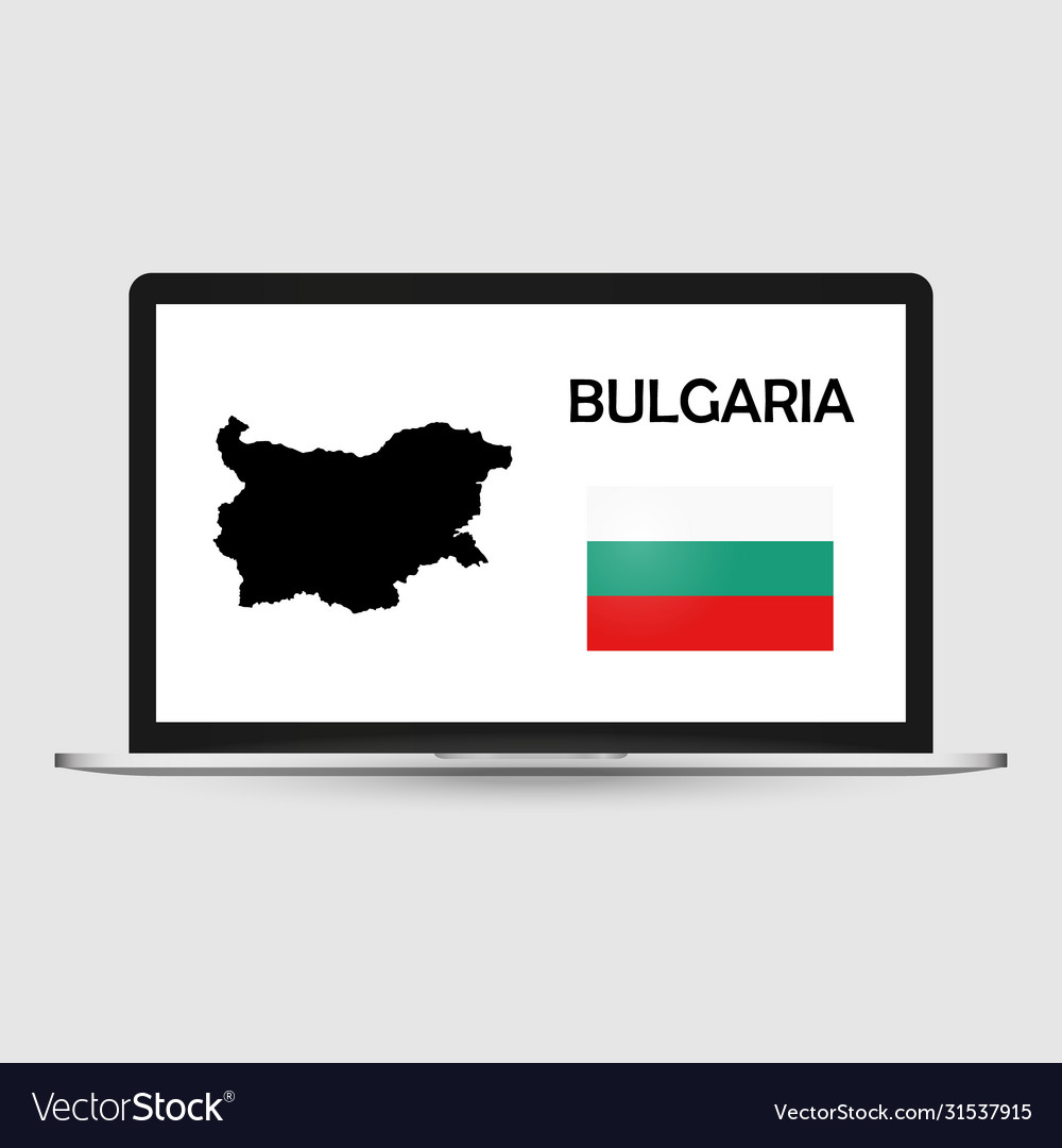 Computer monitor with a flag and map country vector image Computer monitor with a flag and map country