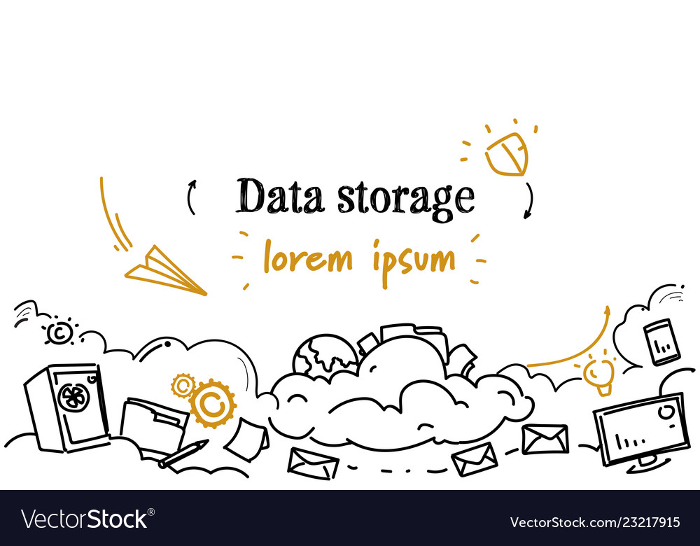 Computing cloud business data storage concept vector image Computing cloud business data storage concept