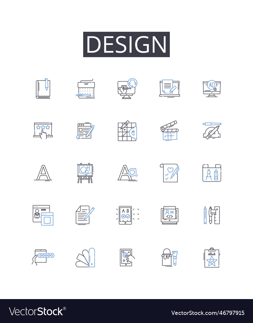Design line icons collection artistic expression vector image Design line icons collection artistic expression