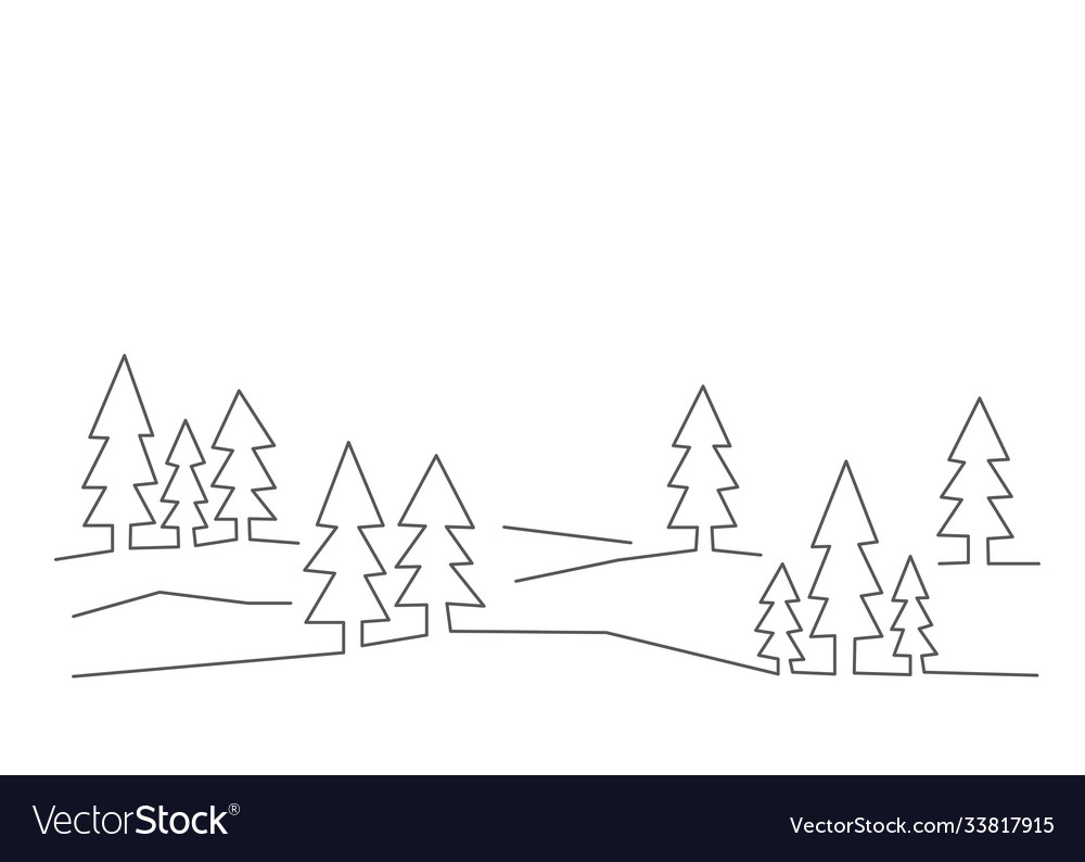 Forest in line style on white Royalty Free Vector Image