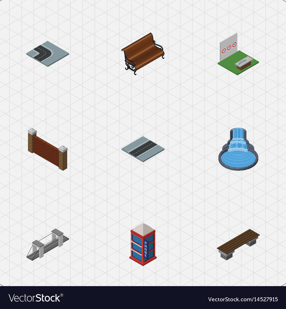 Isometric architecture set of barrier turning