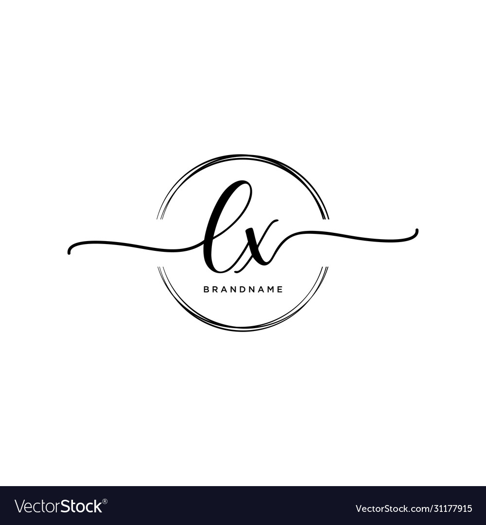 Lx initial handwriting logo with circle template