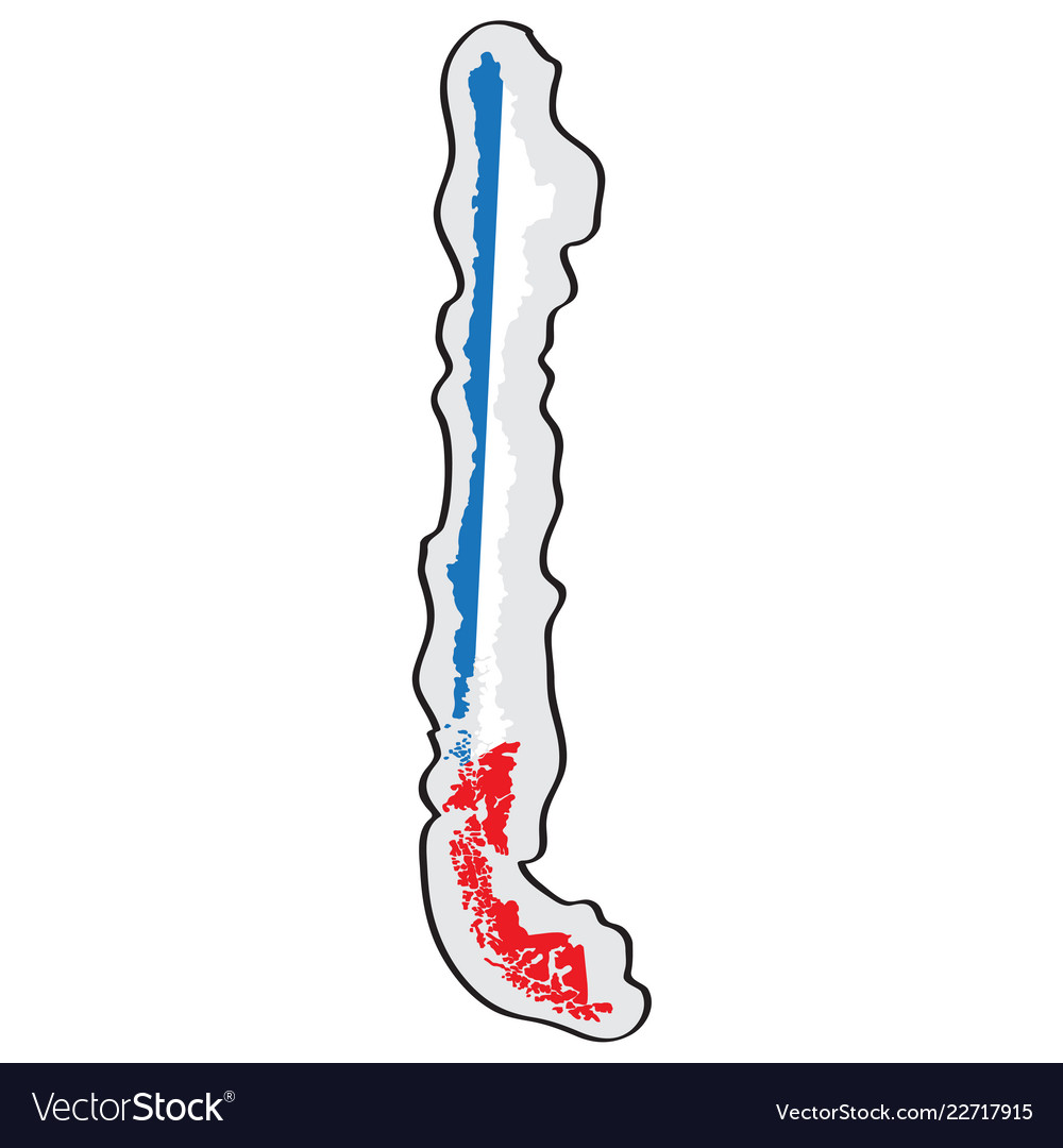 Map of chile with its flag