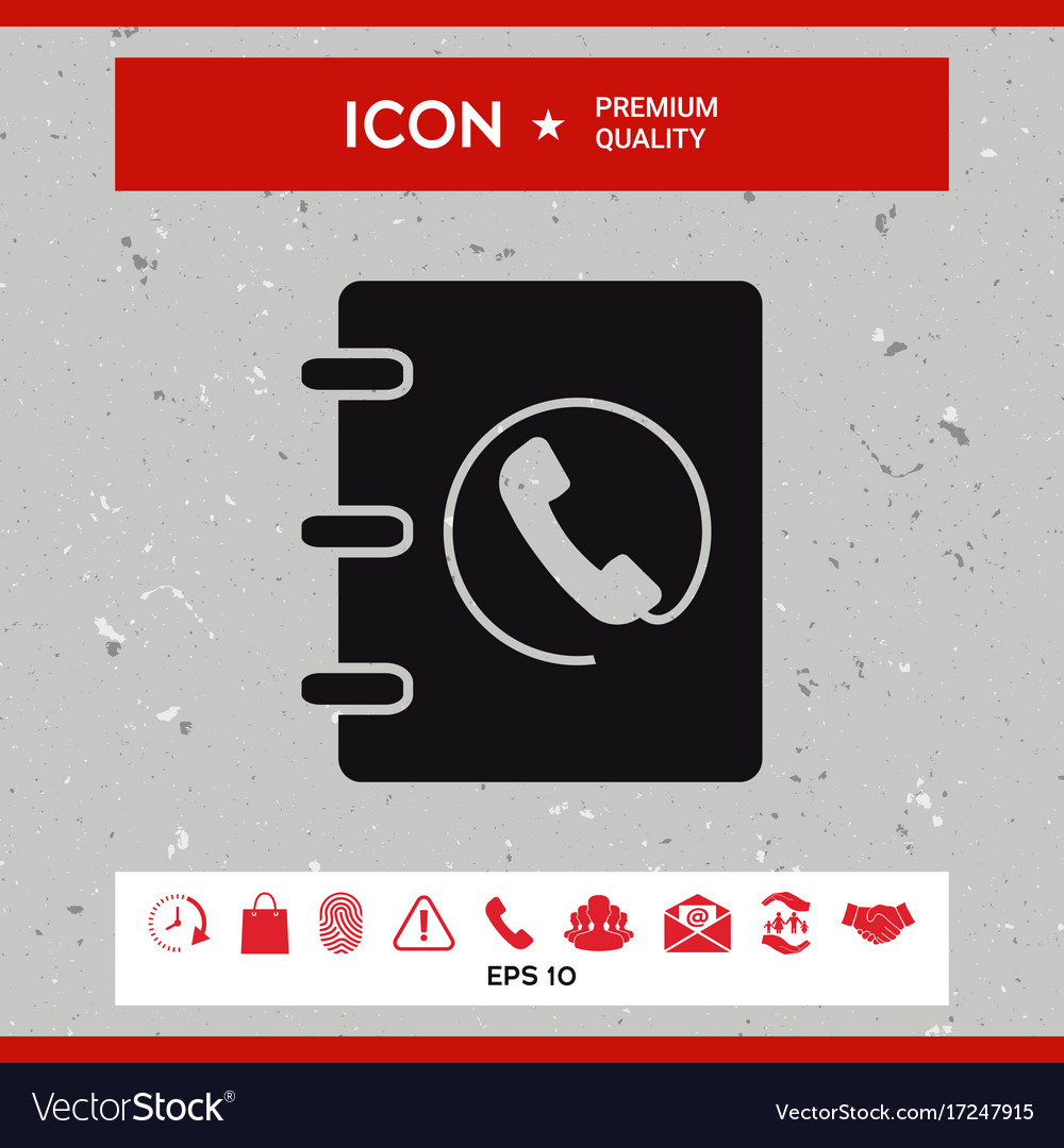 Notebook address phone book icon with handset