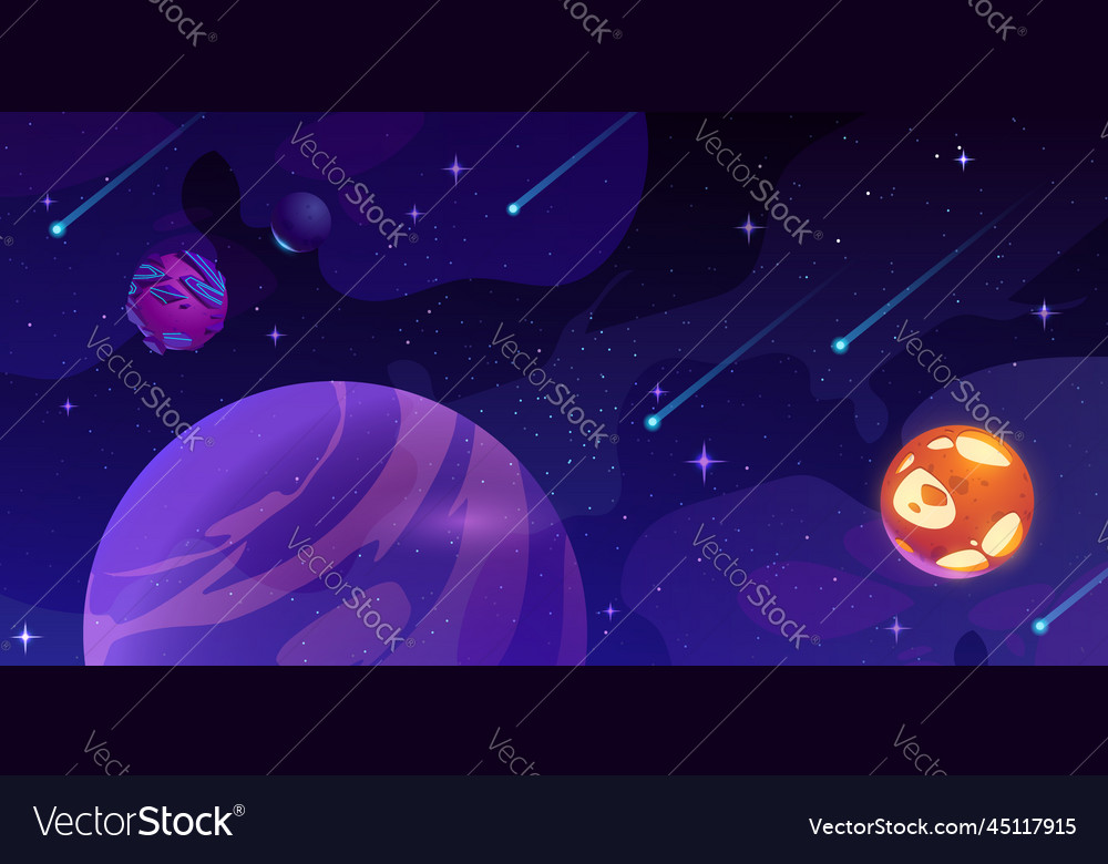 Outer space background with planets and stars Vector Image