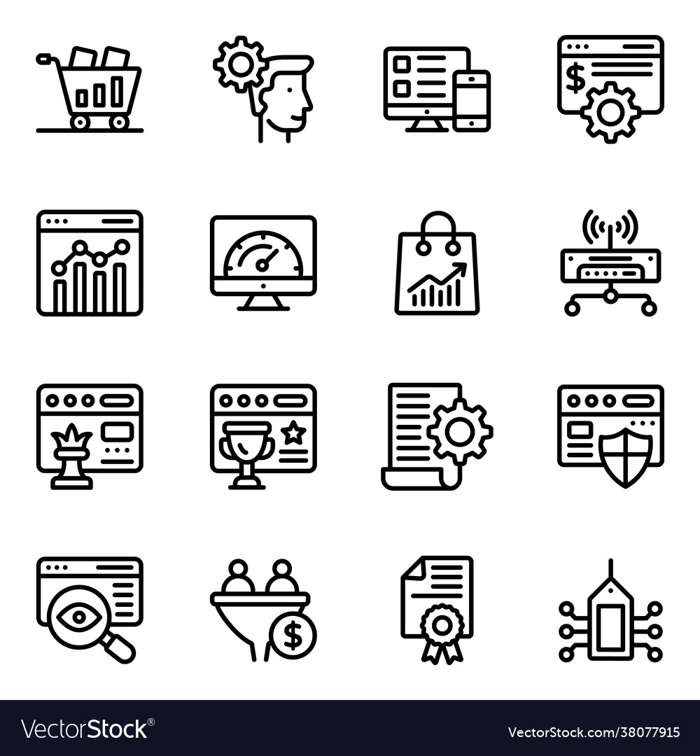 Set seo web and interface linear icons