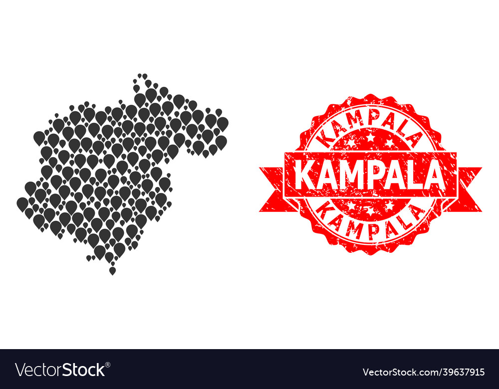 Textured kampala seal and pointer mosaic map